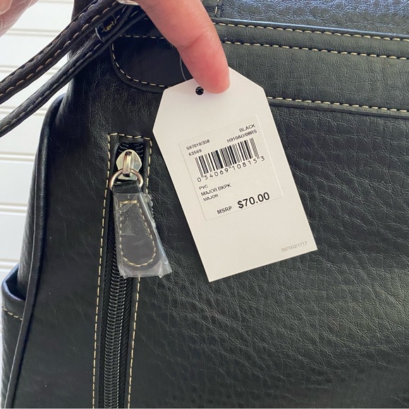 NWT MultiSac Vegan Leather Multipockets Stylish Black Major Backpack - Picture 4 of 17